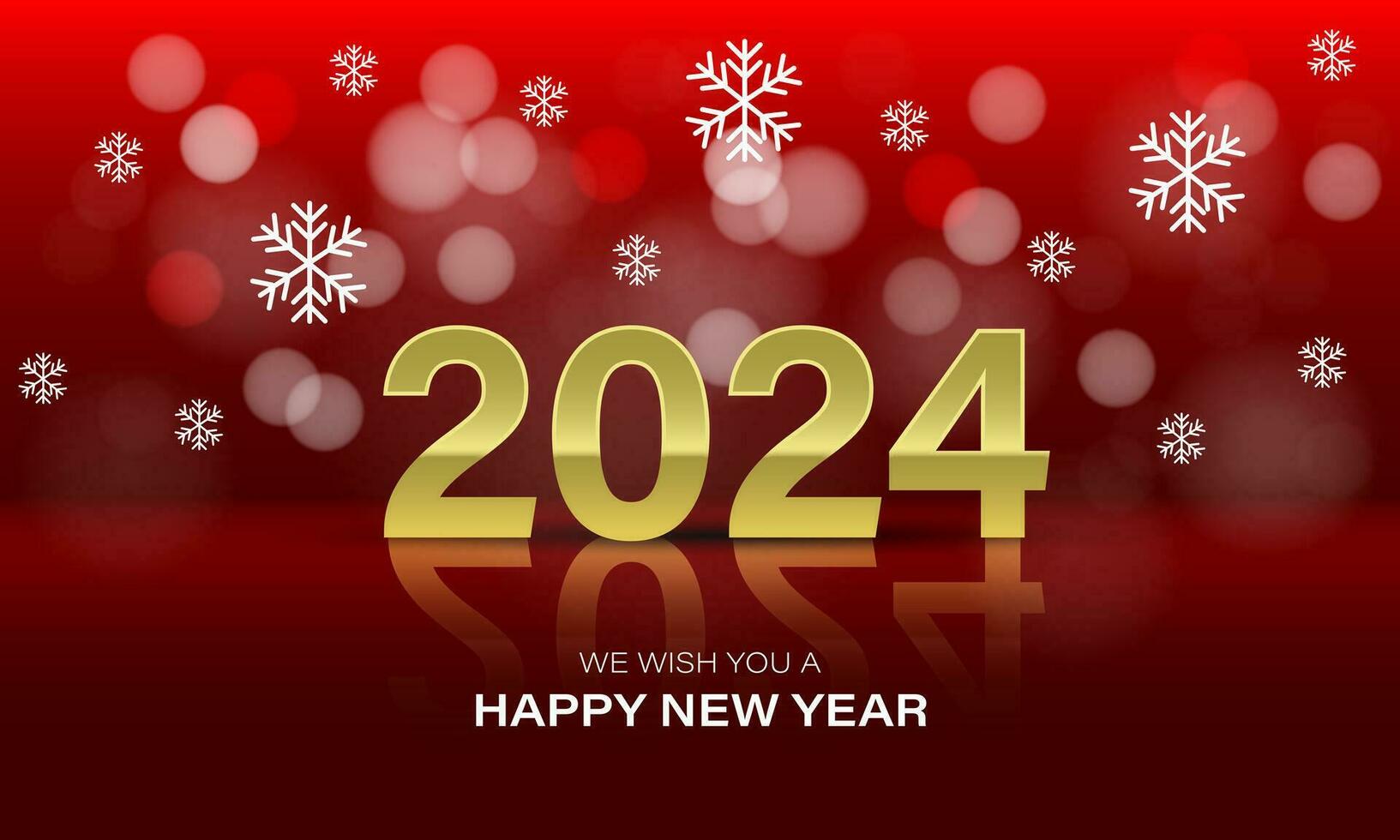 gelukkig nieuw jaar 2024 gouden aantal wit sneeuw nep bokeh vervagen Aan blauw luxe ontwerp voor vakantie festival viering countdown achtergrond vector