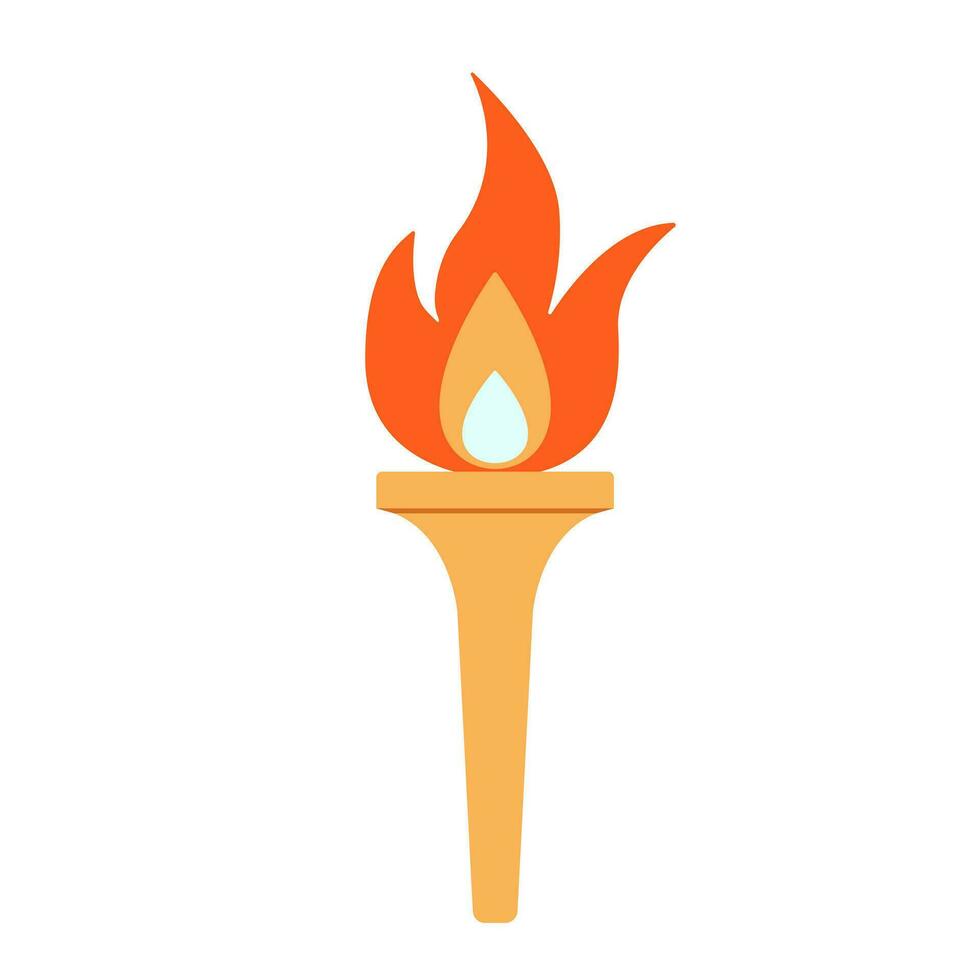 fakkel vector illustratie, icoon ontwerp, geïsoleerd Aan wit achtergrond, olympisch vlam