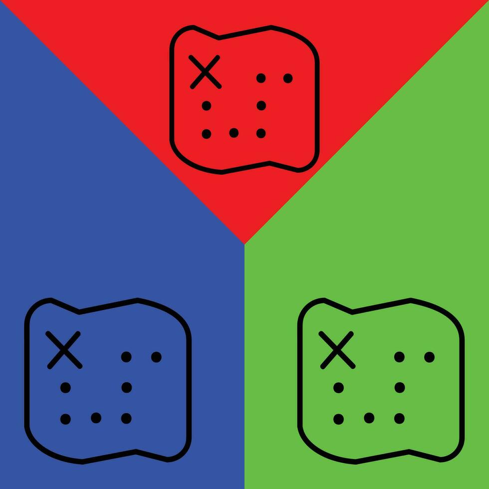 kaart vector icoon, schets stijl icoon, van avontuur pictogrammen verzameling, geïsoleerd Aan rood, blauw en groen achtergrond.