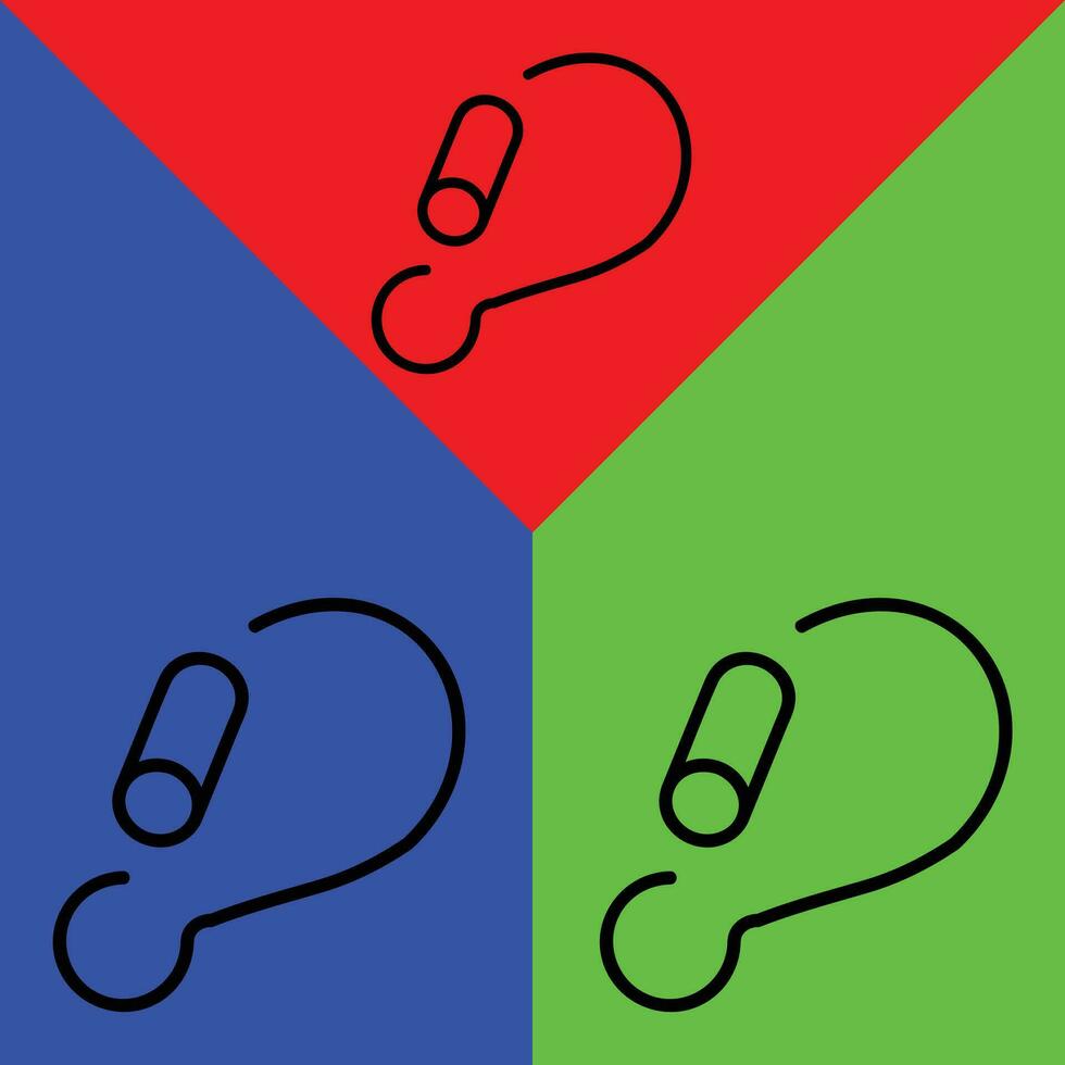 karabijnhaak vector icoon, schets stijl icoon, van avontuur pictogrammen verzameling, geïsoleerd Aan rood, blauw en groen achtergrond.