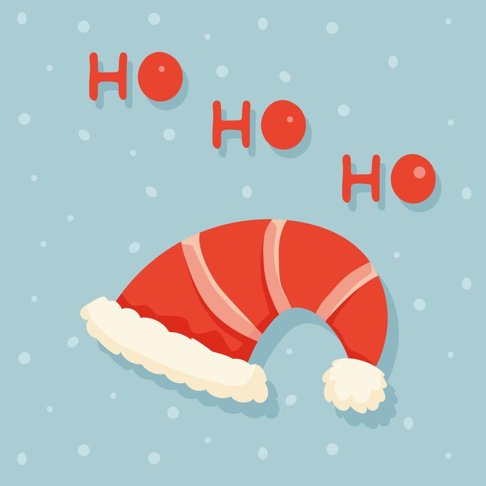 kerst kerstmuts en ho ho ho belettering vector