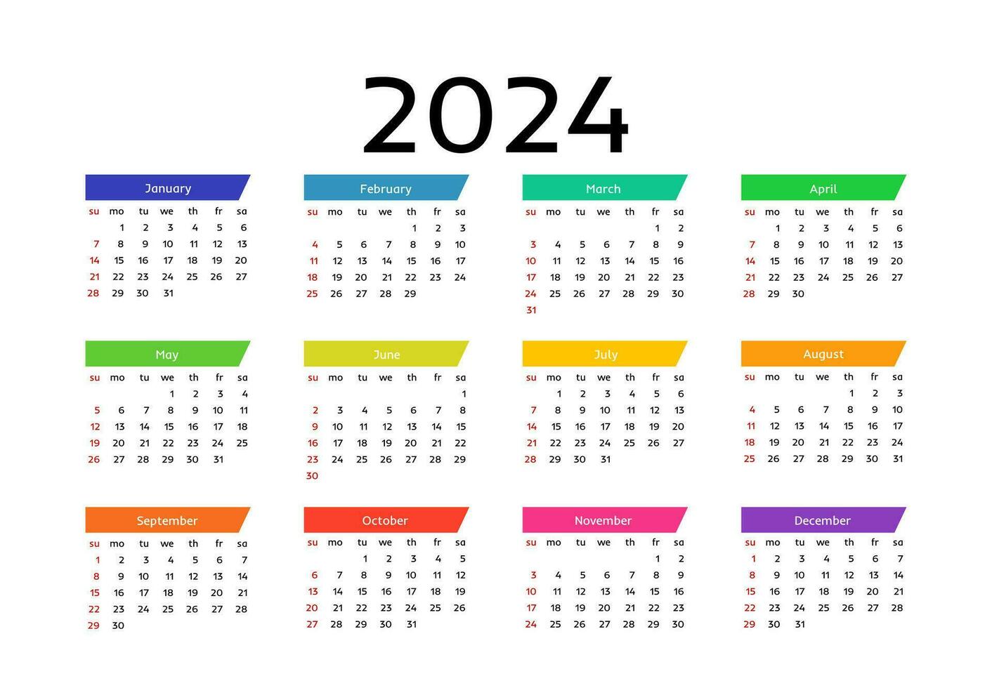 kalender voor 2024 geïsoleerd Aan een wit achtergrond vector