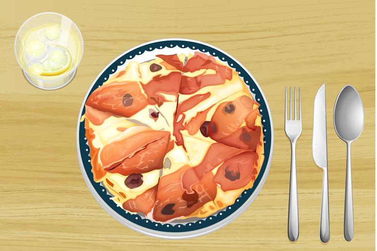 Pizza met ham vector