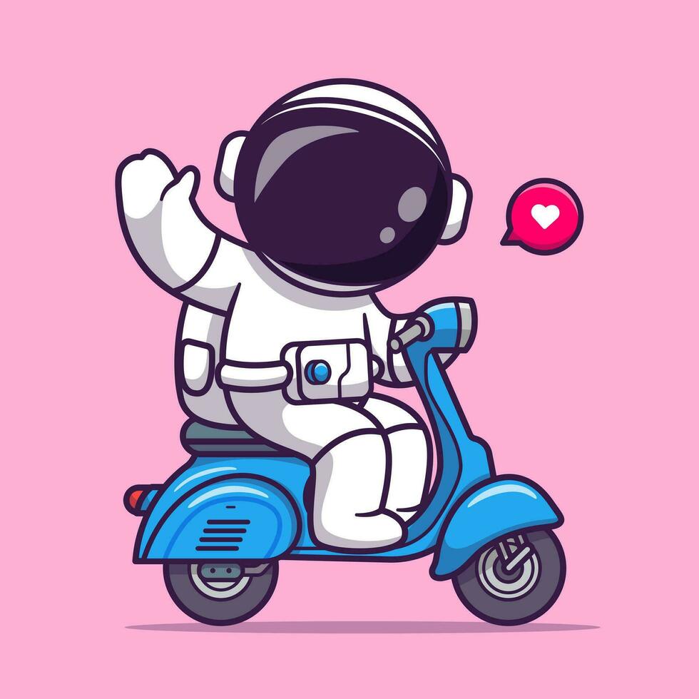 schattig astronaut rijden scooter tekenfilm vector icoon illustratie. wetenschap vervoer icoon concept geïsoleerd premie vector. vlak tekenfilm stijl