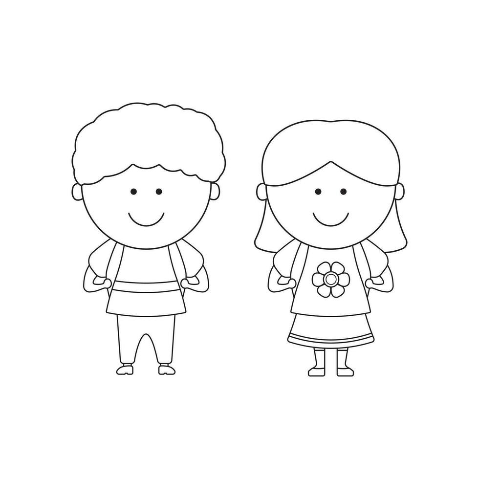 hand- getrokken kinderen tekening tekenfilm vector illustratie schattig weinig kinderen icoon geïsoleerd Aan wit