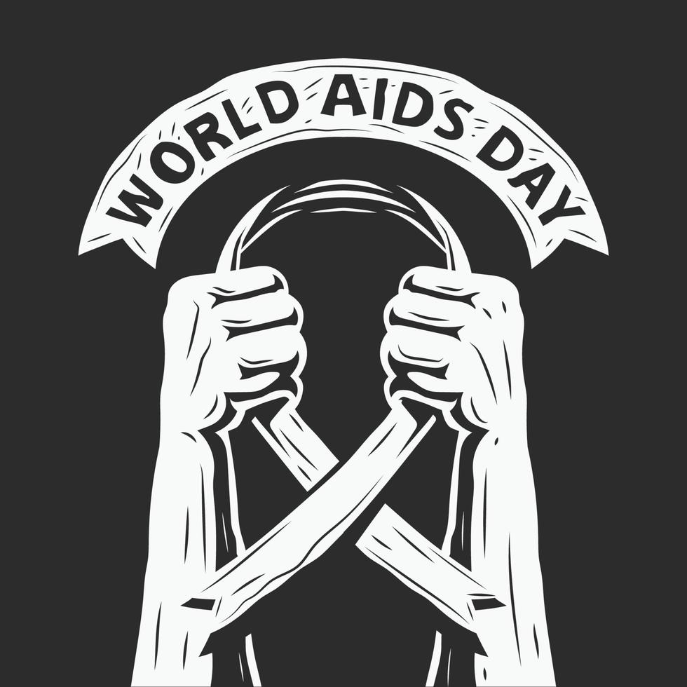 handgetekende wereld aids dag illustratie vector