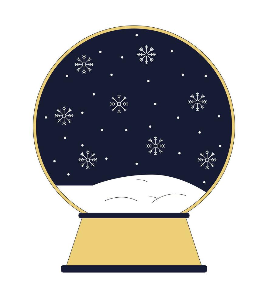 sneeuwbol winter sneeuwvlokken vallen 2d lineair tekenfilm voorwerp. Kerstmis sneeuw wereldbol geïsoleerd lijn vector element wit achtergrond. sneeuwstorm seizoen. magie sneeuwstorm gebied kleur vlak plek illustratie