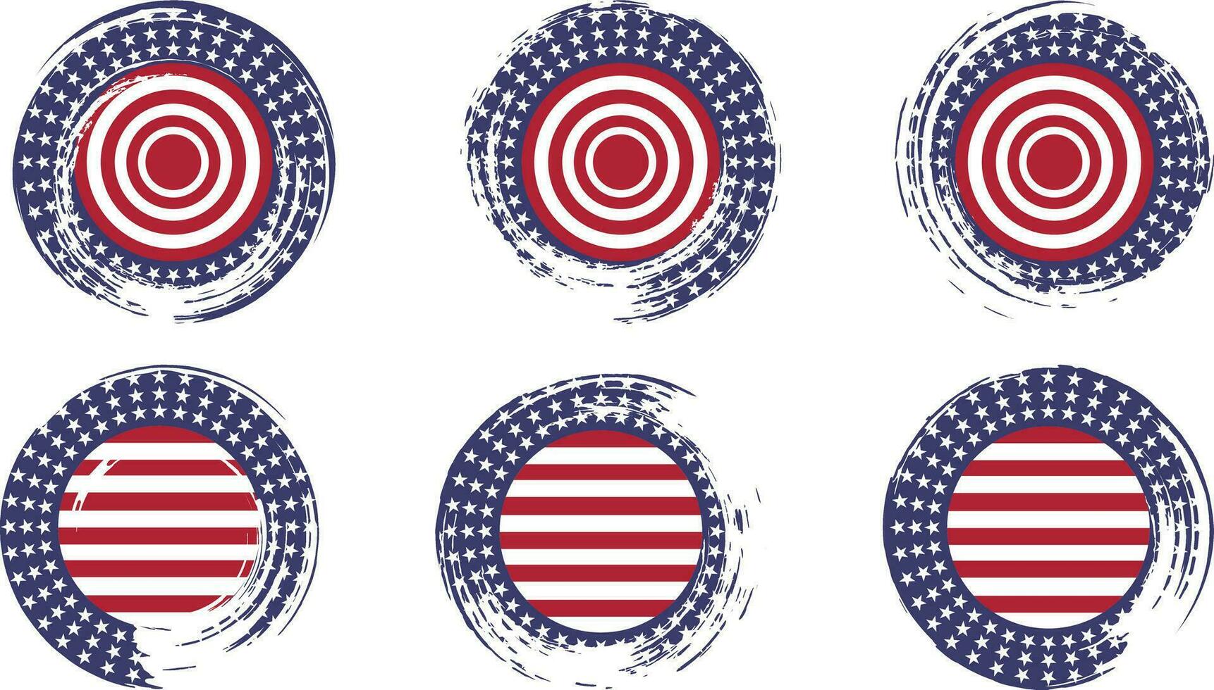 Verenigde Staten van Amerika vlag Aan knop, ronde getextureerde insigne met de silhouet van de vlag van Amerika, Verenigde Staten van Amerika grunge vlag vector