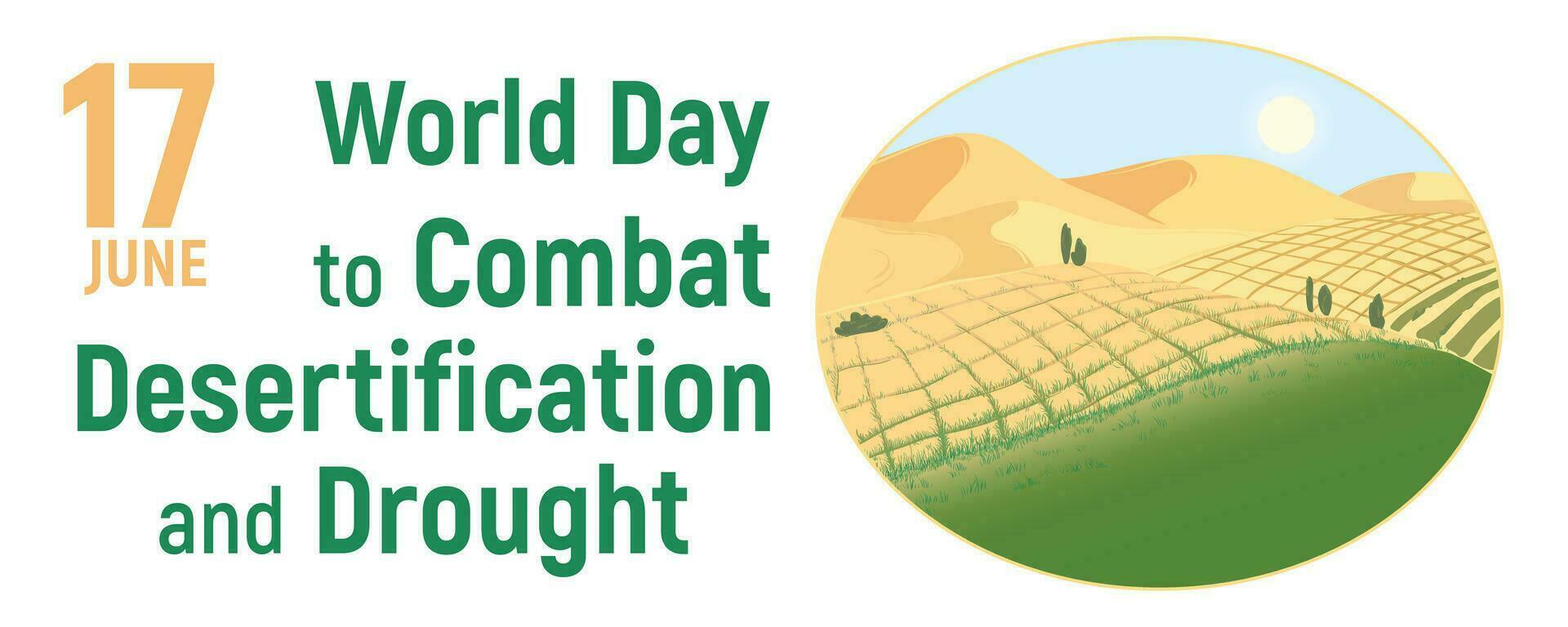 juni 17 - wereld dag naar gevecht woestijnvorming en droogte. vector illustratie.