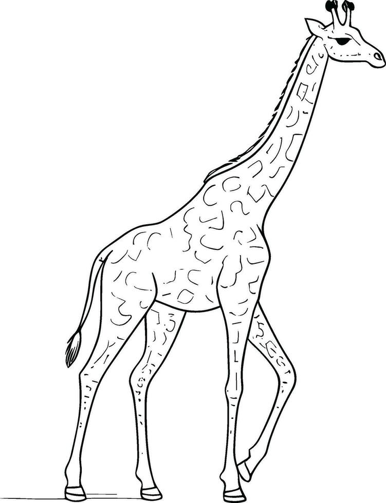 giraffe kleur boek voor volwassenen vector illustratie. anti stress kleur voor volwassen. zentangle stijl. zwart en wit lijnen. kant patroon. ai gegenereerd illustratie.