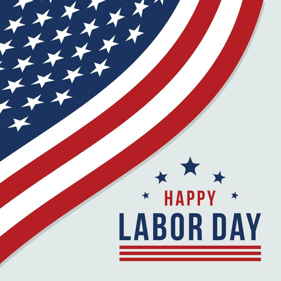 gelukkige dag van de arbeid vector wenskaart of uitnodigingskaart. illustratie van een Amerikaanse nationale feestdag met een Amerikaanse vlag.