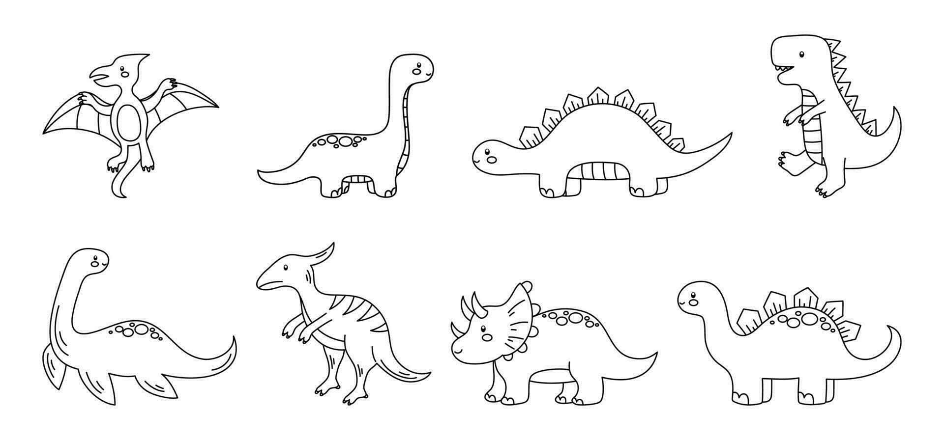 dinosaurus tekening kleur tekenfilm vector