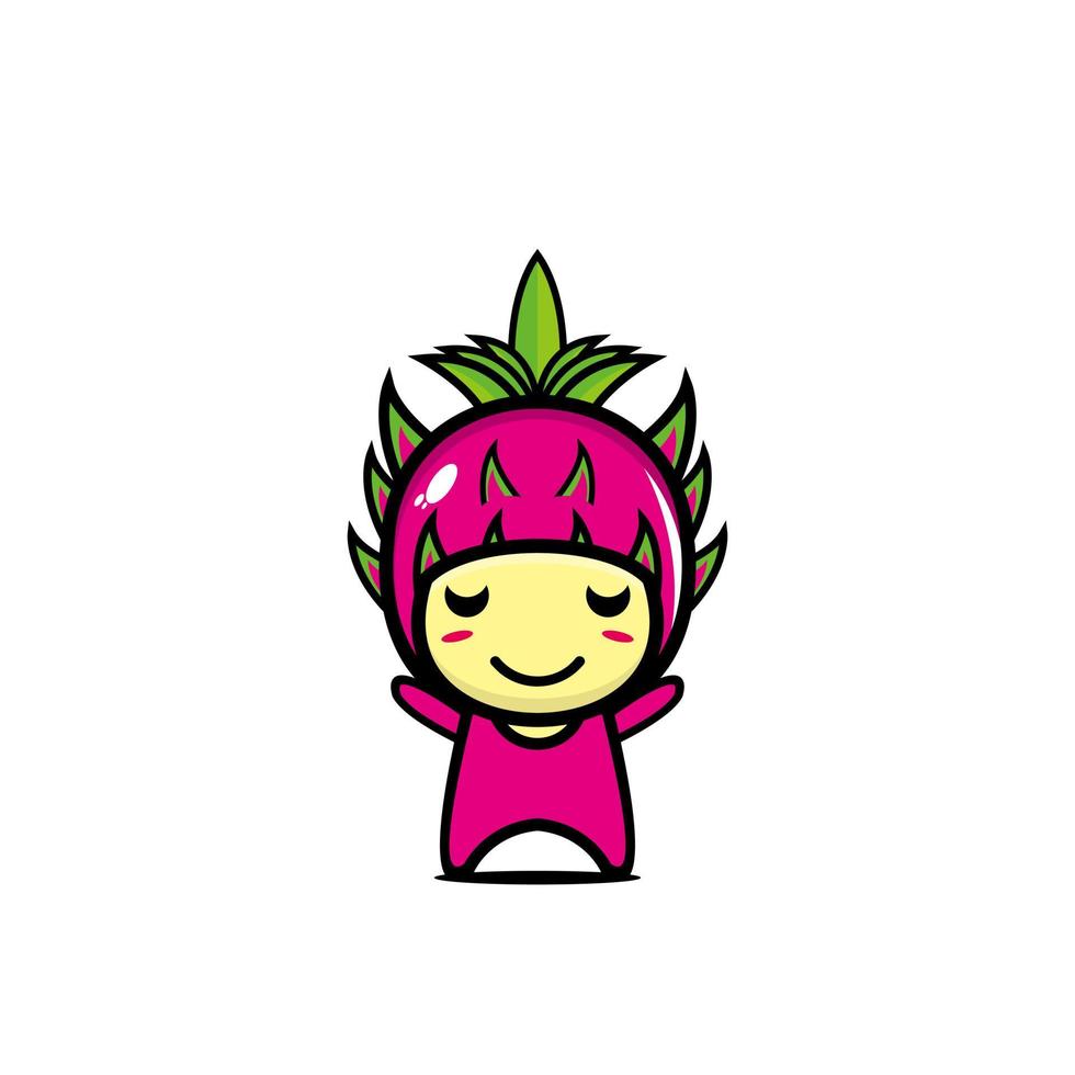 schattig drakenfruit stripfiguur. cartoon karakter illustratie ontwerp eenvoudige vlakke stijl. illustratie op witte achtergrond vector