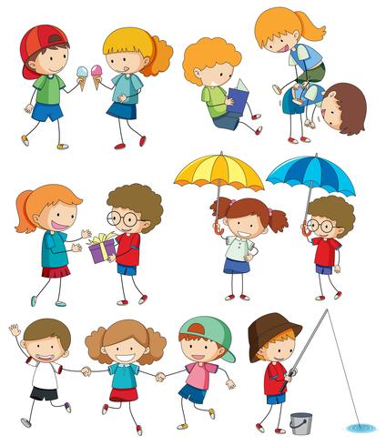 Set doodle kinderen vector