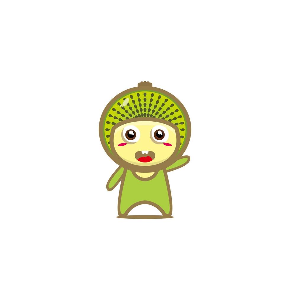 schattig kiwi fruit grappig stripfiguur. vector cartoon kawaii karakter illustratie. illustratie op witte achtergrond