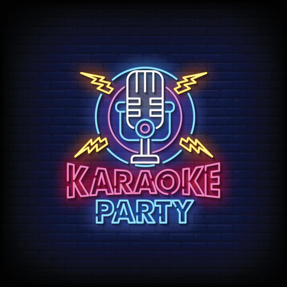 karaoke party neonreclame stijl tekst vector