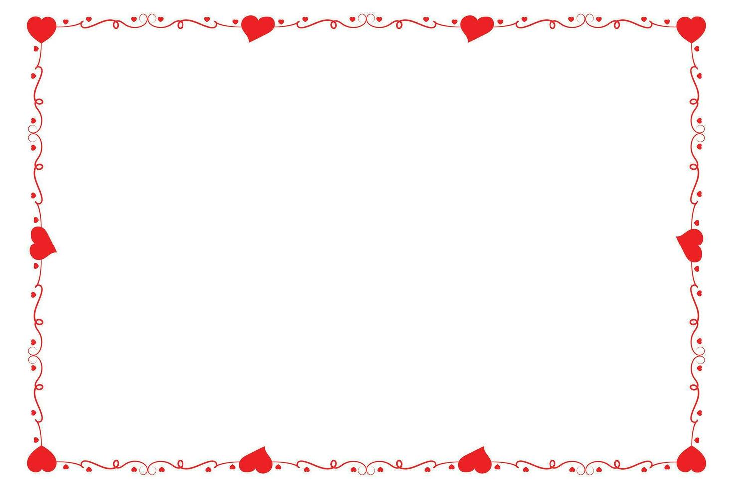 hart kolken romantisch liefde ornamenten geïsoleerd grens lay-out, rood harten overladen prijs kader grens, valentijnsdag dag kaart grens plein kader ontwerp, decoratief hart rechthoek kader vector element