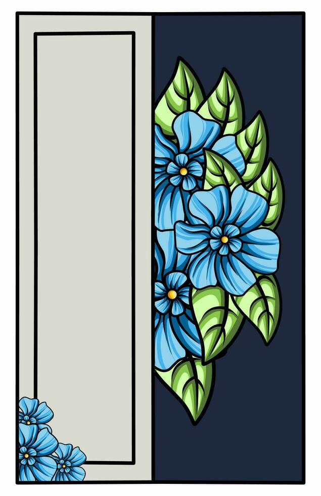 kader de grens met een arrangement van bladeren en bloemen. vector ontwerp