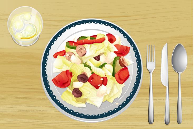 Gegarneerde salade in gerecht vector