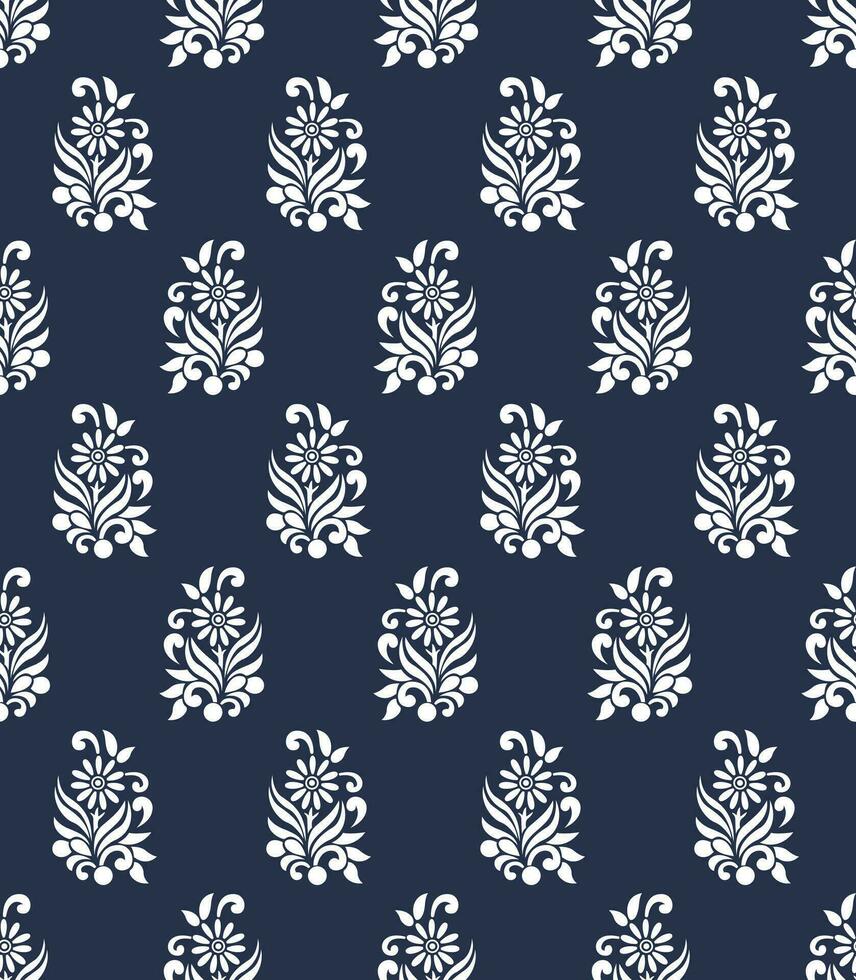 traditioneel Indisch bloemen patroon voor behang, blauw bloemen vector illustratie.