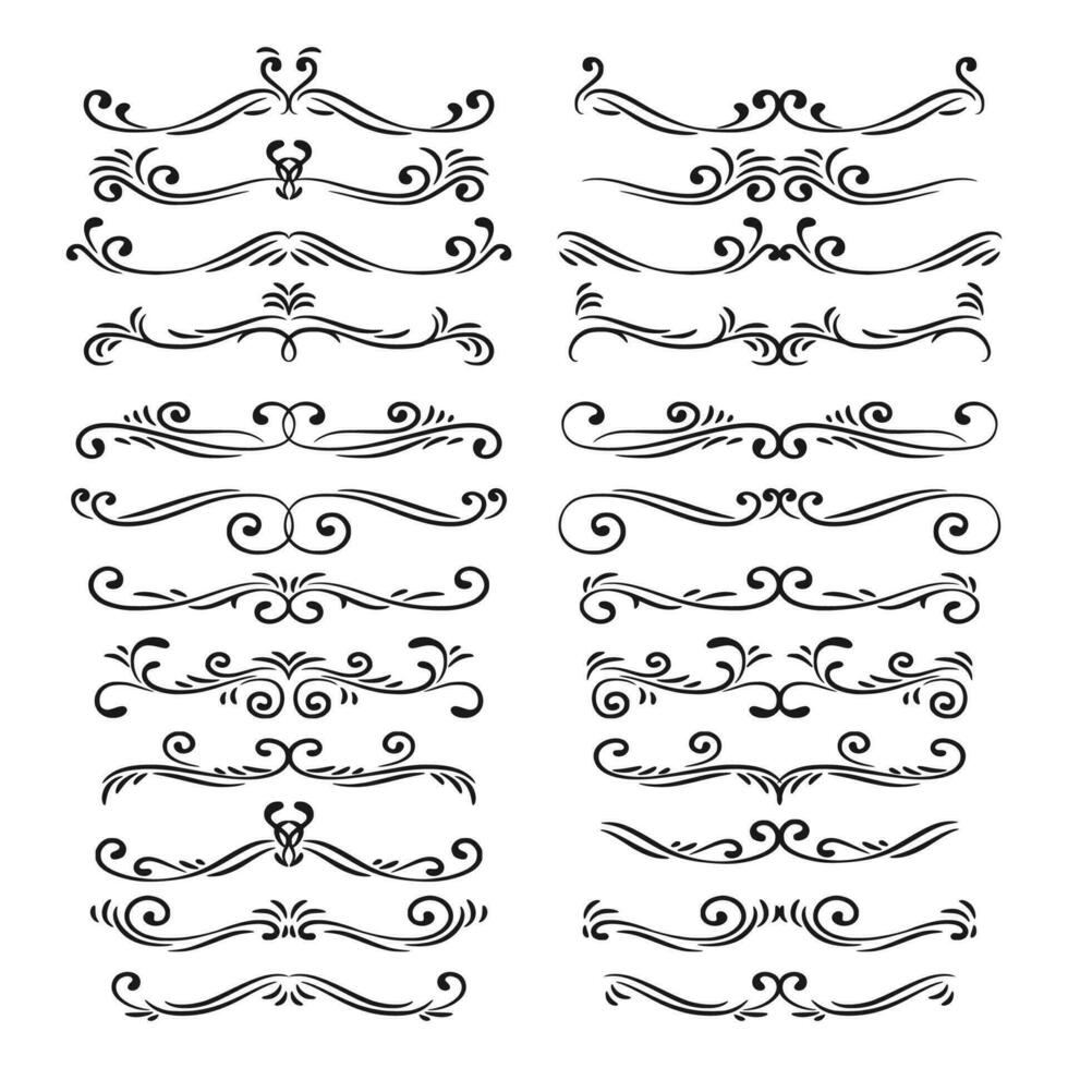 verzameling van kalligrafische hand- getrokken elegant wijnoogst ornament elementen vector