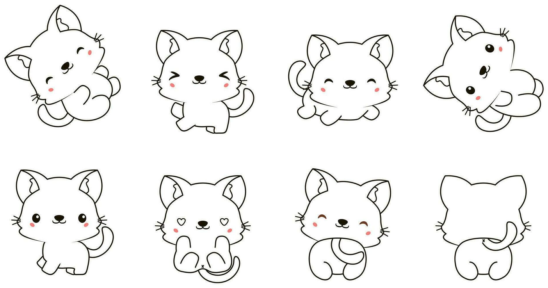 kawaii kat reeks kleur dieren verzameling vector