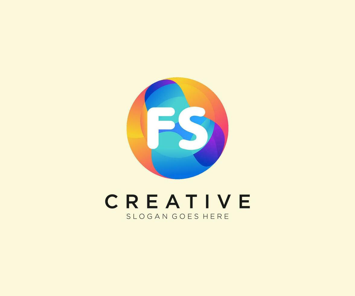 fs eerste logo met kleurrijk cirkel sjabloon vector. vector