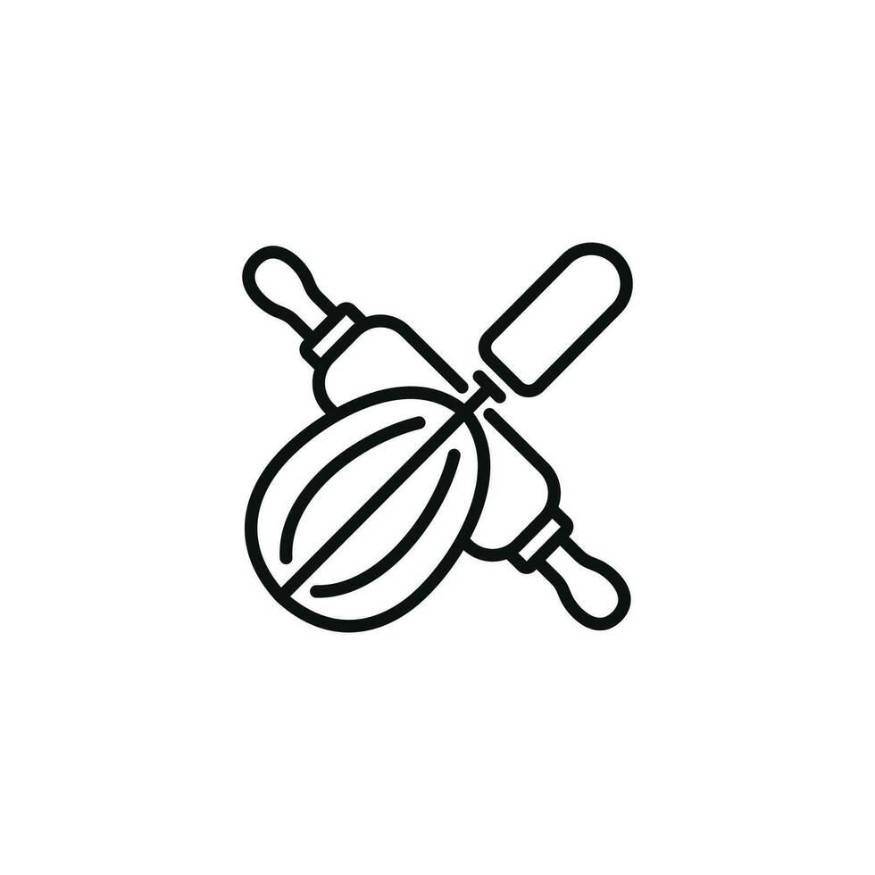 rollend pin en vliegenmepper lijn icoon geïsoleerd Aan wit achtergrond vector