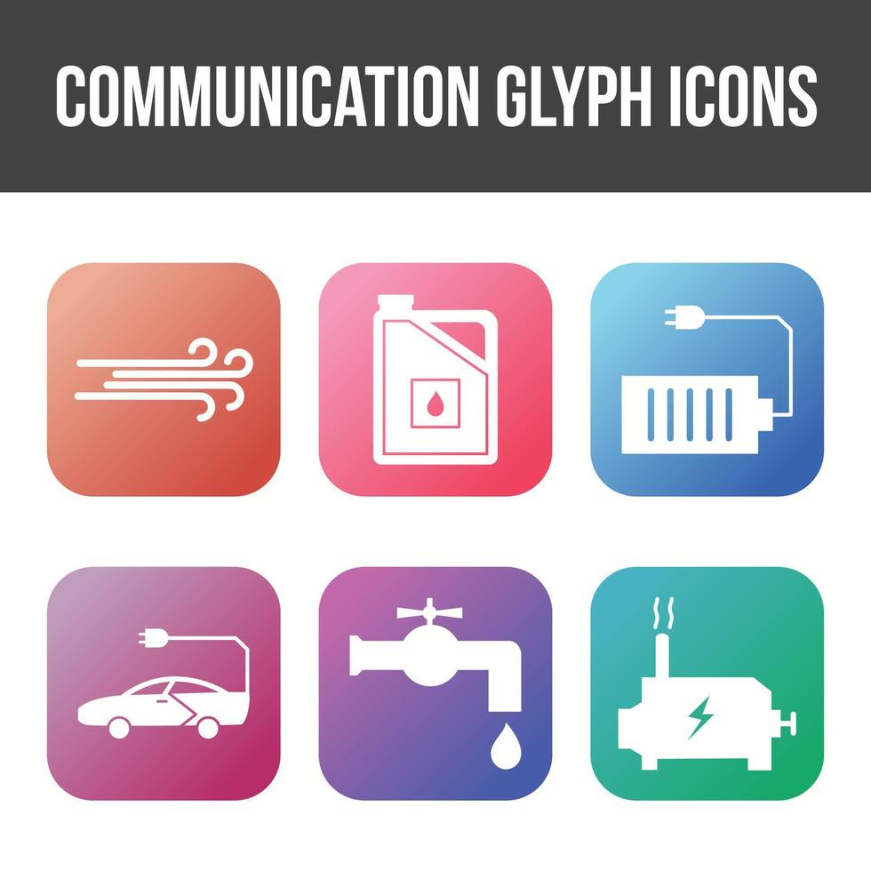 unieke communicatie glyph vector icon set