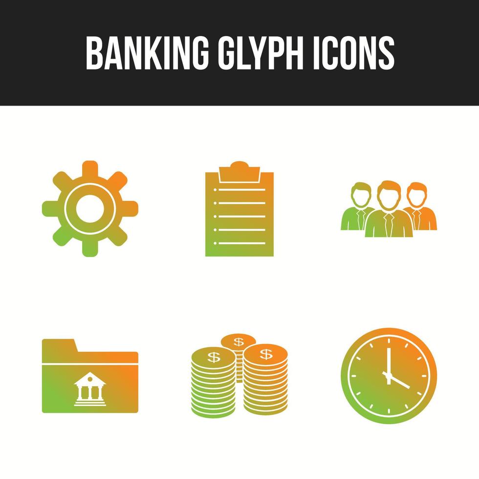 6 mooie bancaire glyph vector icon set