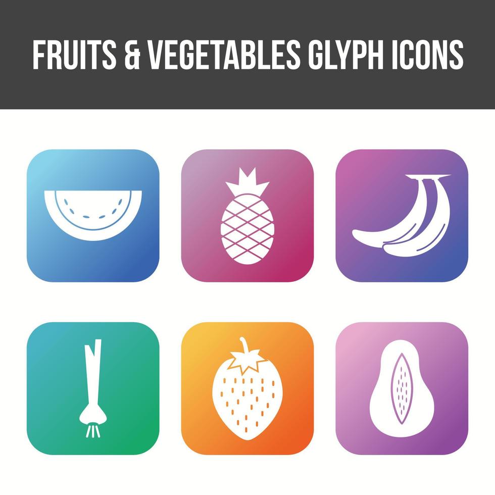 unieke fruit en groente vector icon set