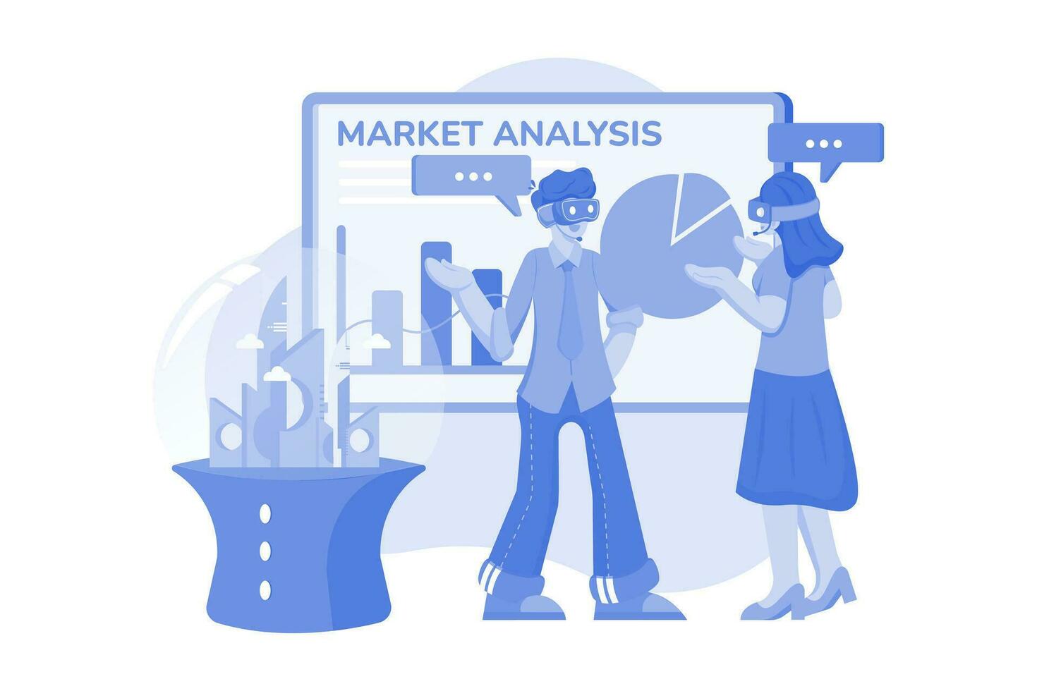 marktanalyse met vr-technologie vector