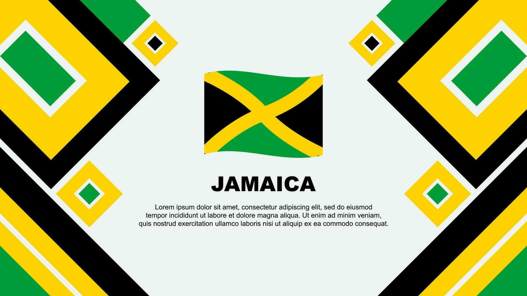 Jamaica vlag abstract achtergrond ontwerp sjabloon. Jamaica onafhankelijkheid dag banier behang vector illustratie. Jamaica tekenfilm