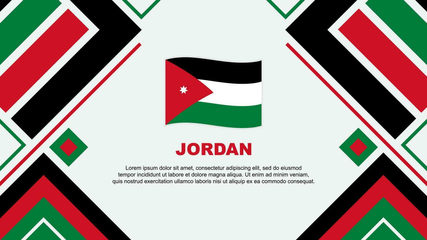 Jordanië vlag abstract achtergrond ontwerp sjabloon. Jordanië onafhankelijkheid dag banier behang vector illustratie. Jordanië vlag