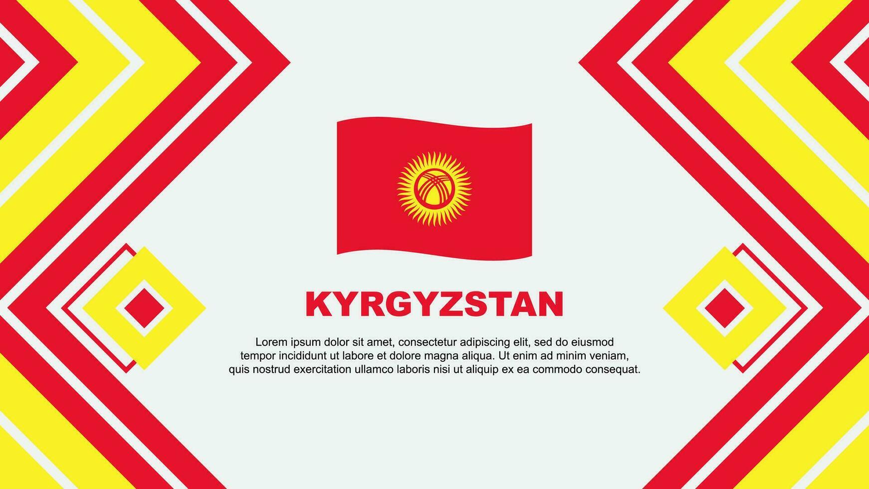 Kirgizië vlag abstract achtergrond ontwerp sjabloon. Kirgizië onafhankelijkheid dag banier behang vector illustratie. Kirgizië ontwerp