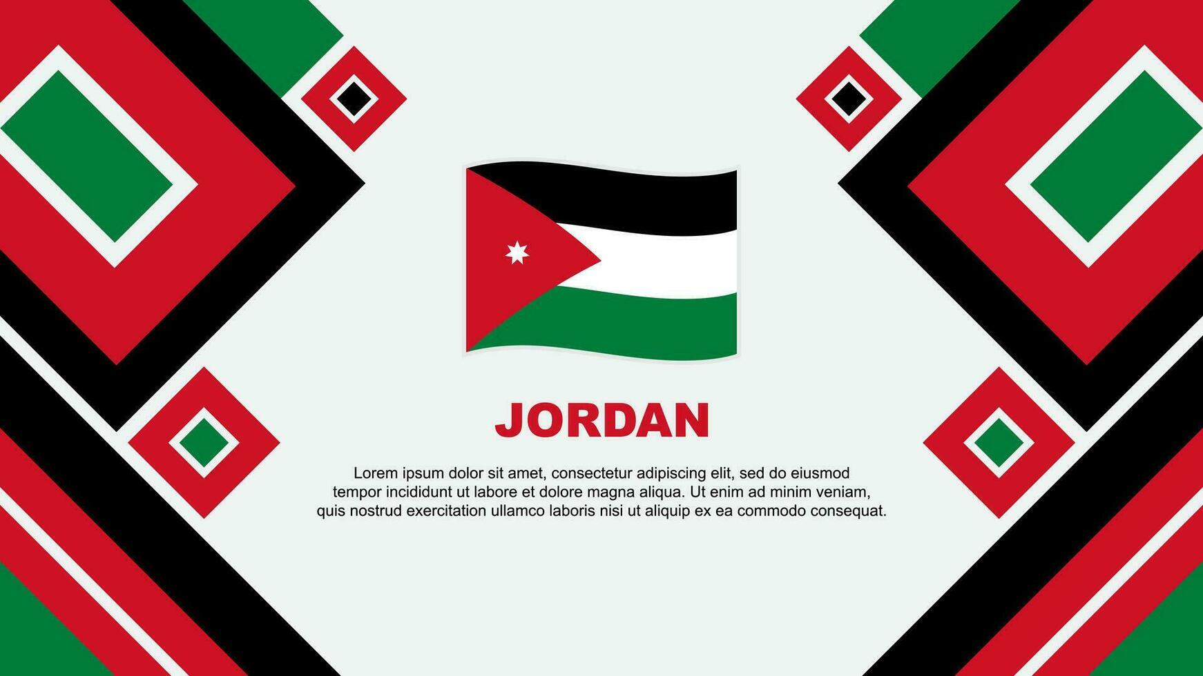 Jordanië vlag abstract achtergrond ontwerp sjabloon. Jordanië onafhankelijkheid dag banier behang vector illustratie. Jordanië tekenfilm