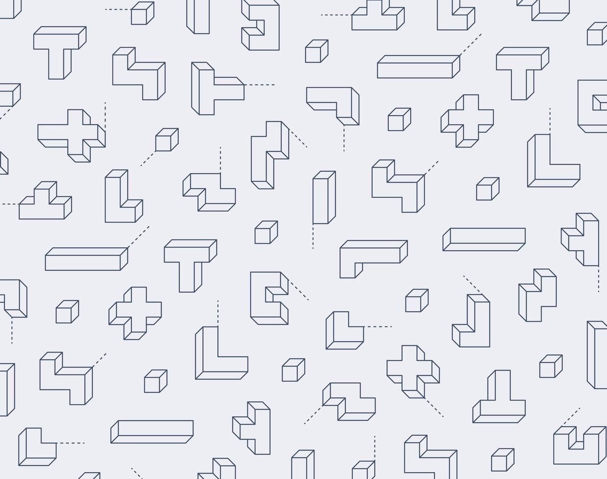 driedimensionale spelblokken pictogram lijnpatroon. eenvoudig patroon ontwerpsjabloon. vector