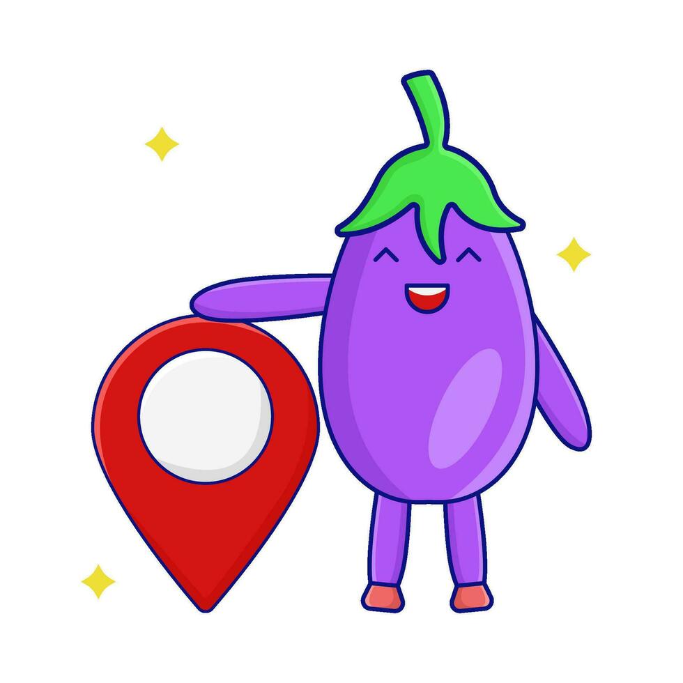 aubergine karakter met plaats illustratie vector