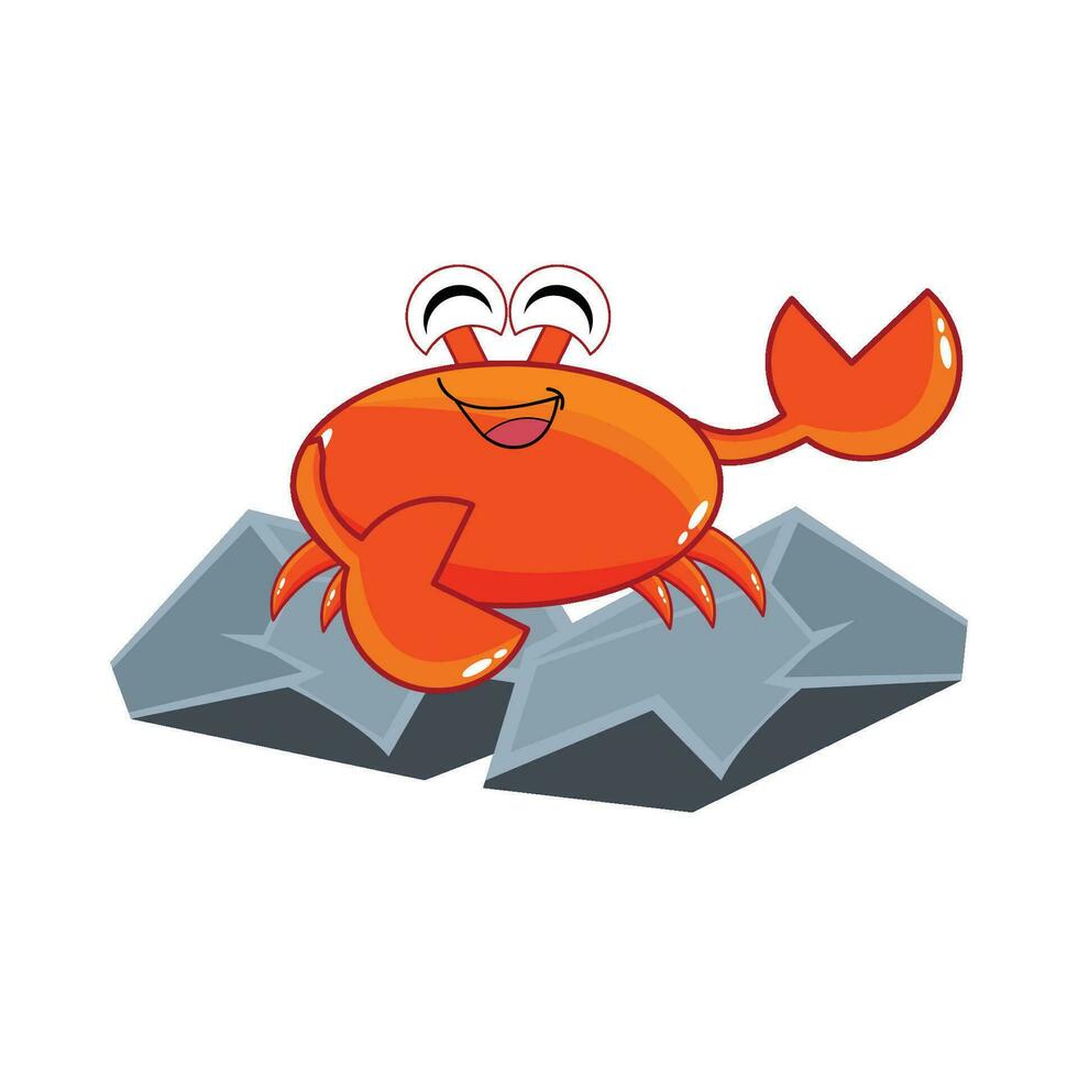 krab karakter met steen illustratie vector