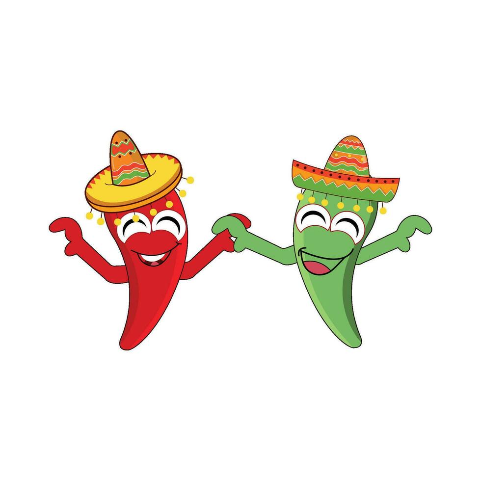 Chili karakter spelen maracas Mexicaans illustratie vector