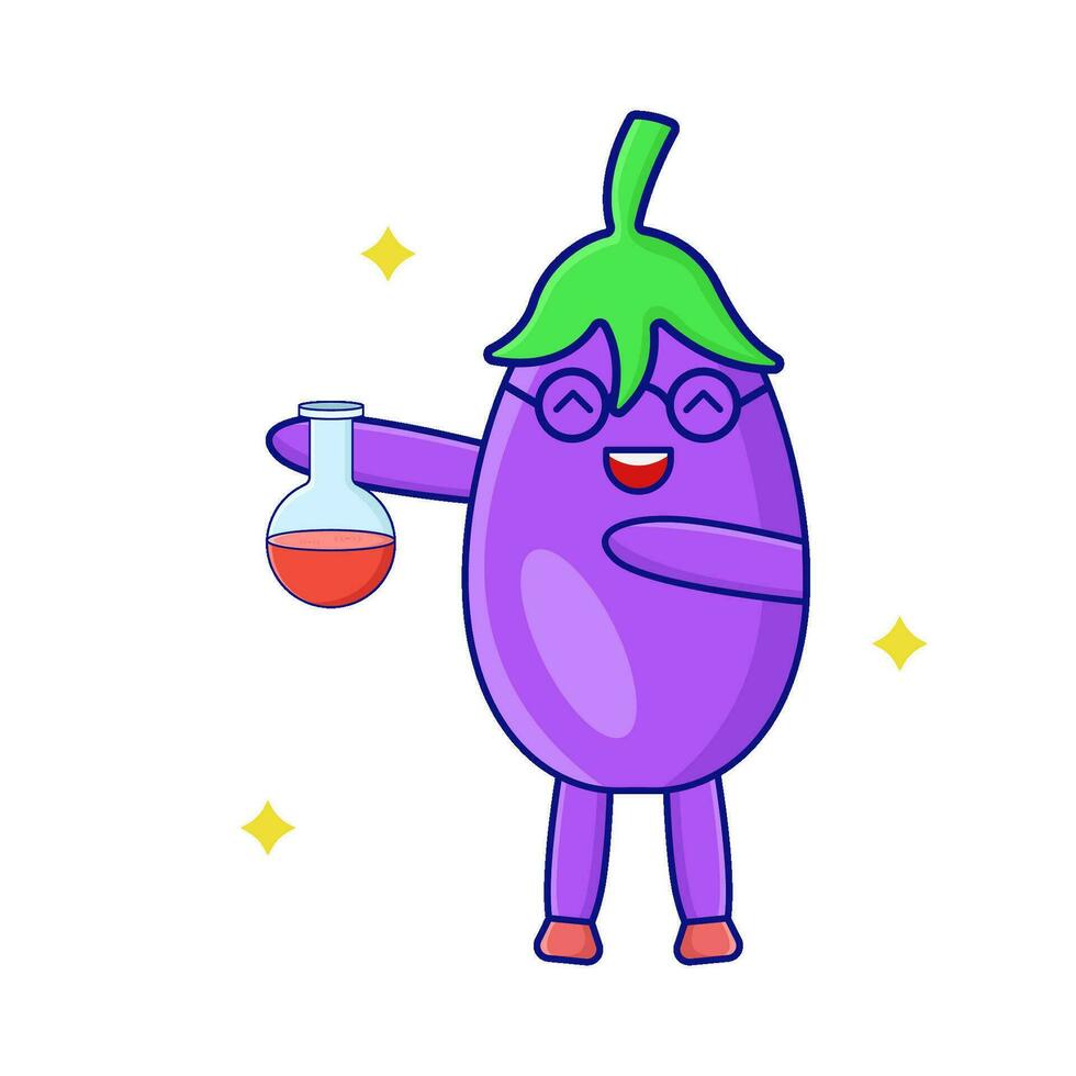 aubergine met fles toverdrank illustratie vector