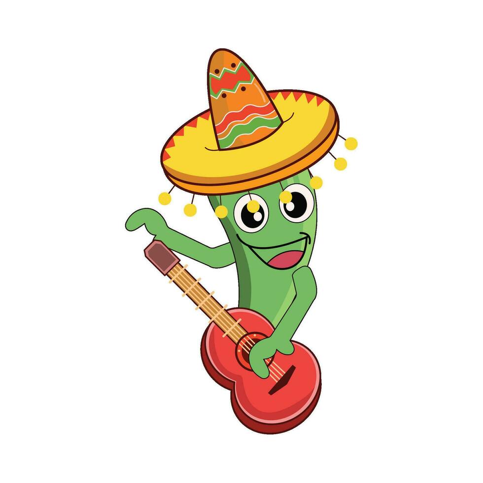 Chili karakter spelen gitaar Mexicaans illustratie vector