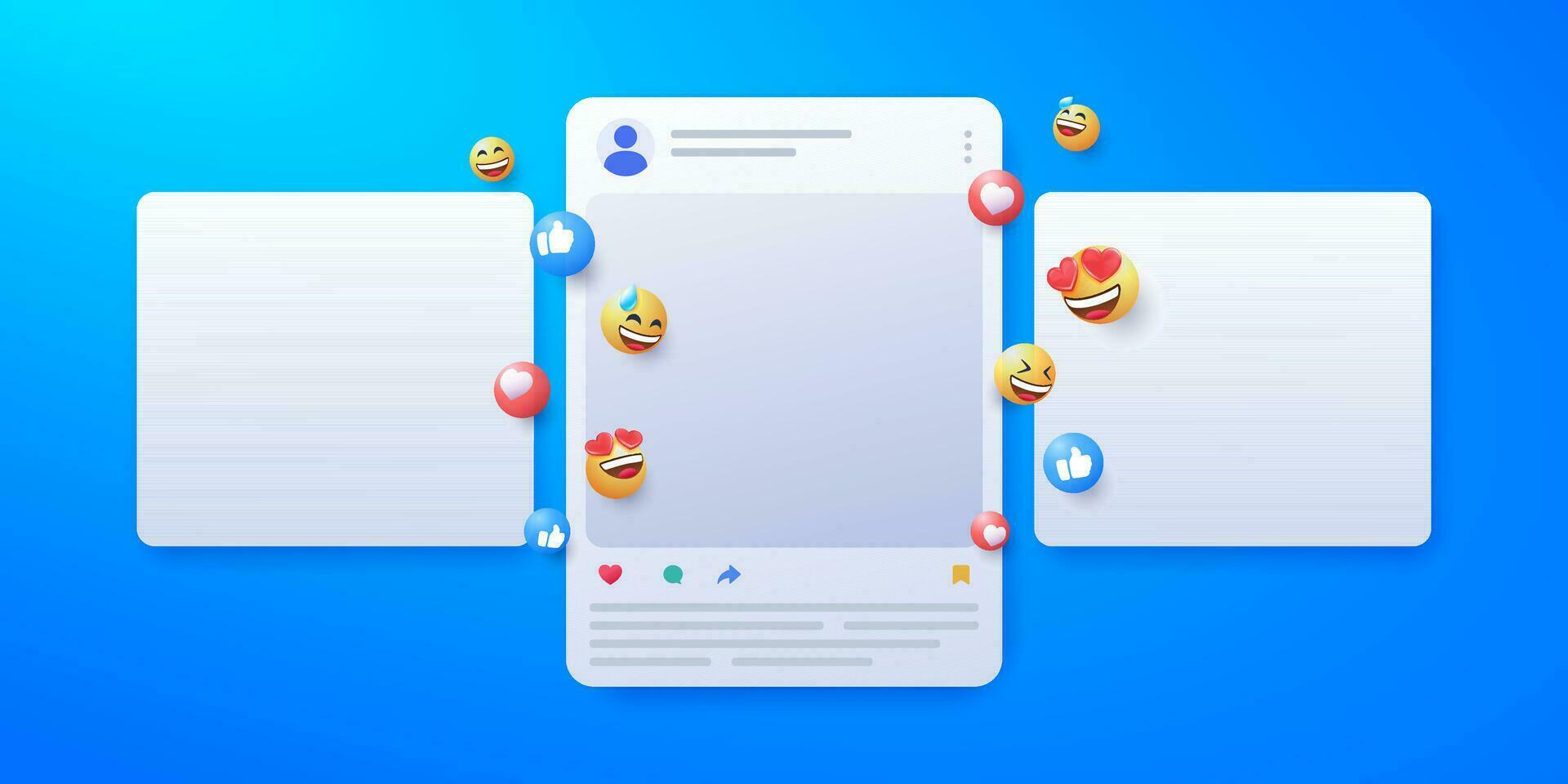 sociaal media app koppel post en emoji reactie vector