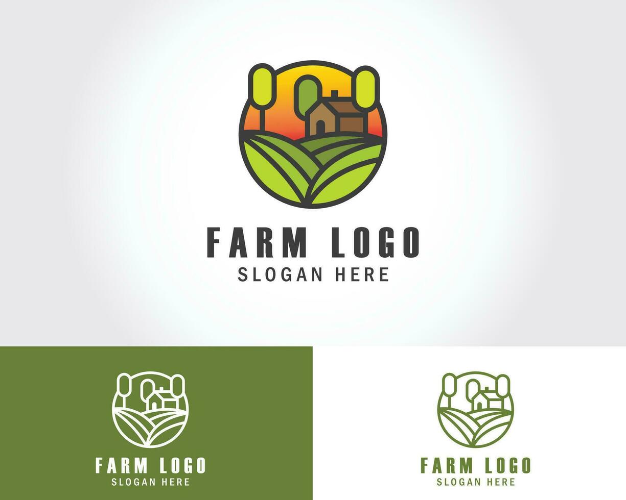 boerderij logo creatief groen natuurlijk industrie illustratie logo embleem vector