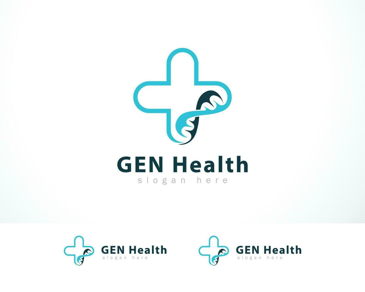 gen Gezondheid logo creatief dna wetenschap kliniek ziekenhuis plus ontwerp creatief vector