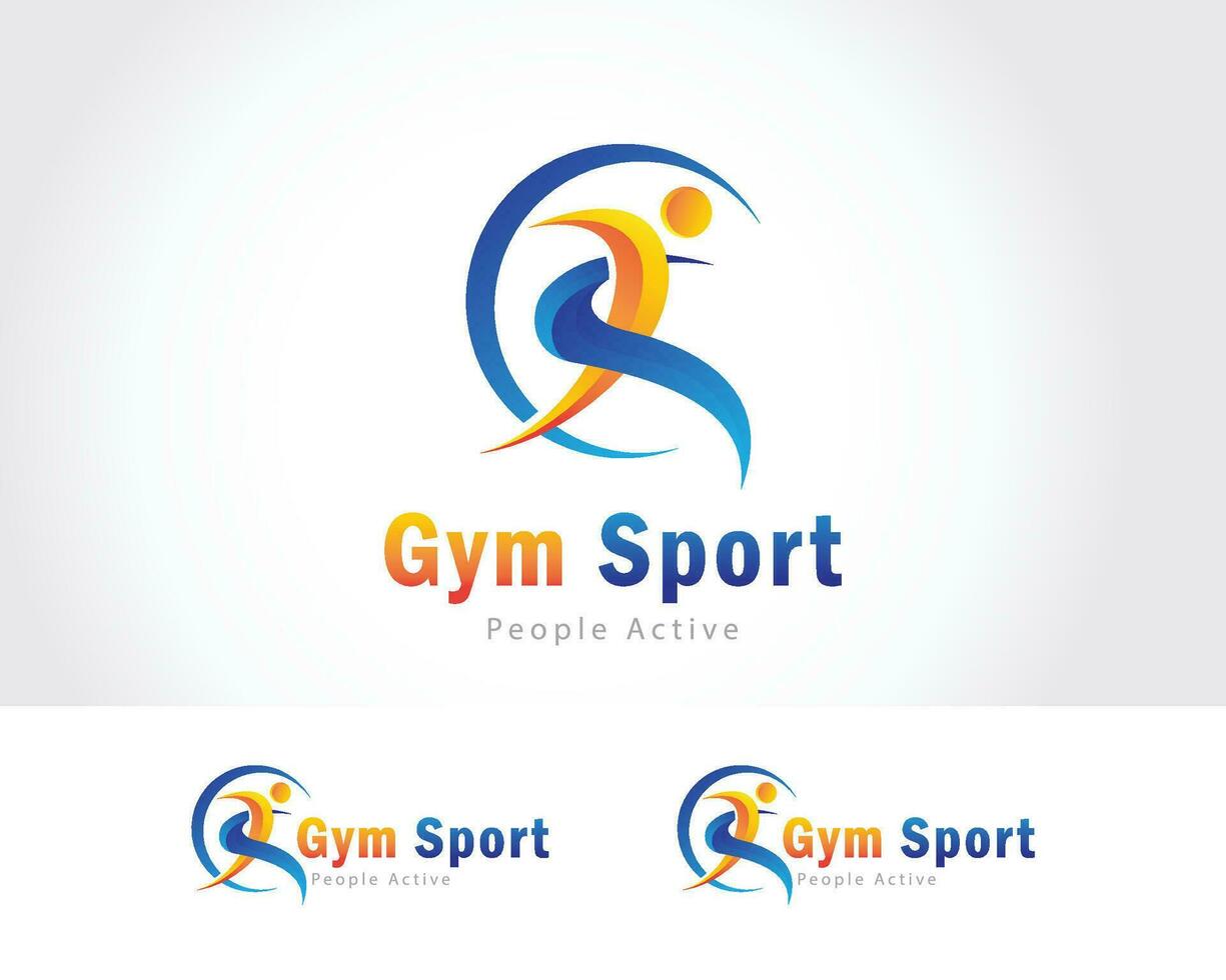 Sportschool sport logo creatief abstract mensen actief yoga atletisch rennen ontwerp concept vector