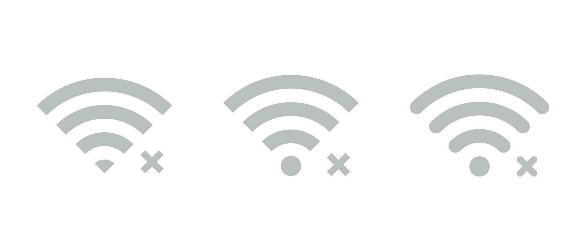 verbinding verbreken Wifi icoon set. verloren draadloze verbinding symbool vector in vlak stijl. offline teken