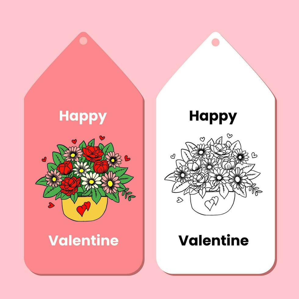 hand- getrokken illustratie van bloemen en liefde, etiket voor Valentijnsdag dag vector