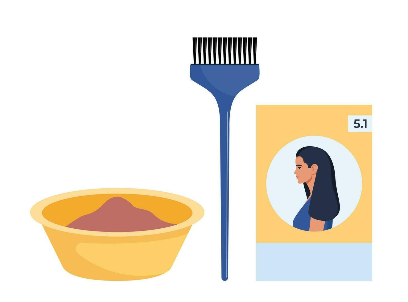 haar- kleur elementen. gereedschap en kunstmatig producten voor haar- zorg. elementen voor schoonheid salon. vector illustratie.