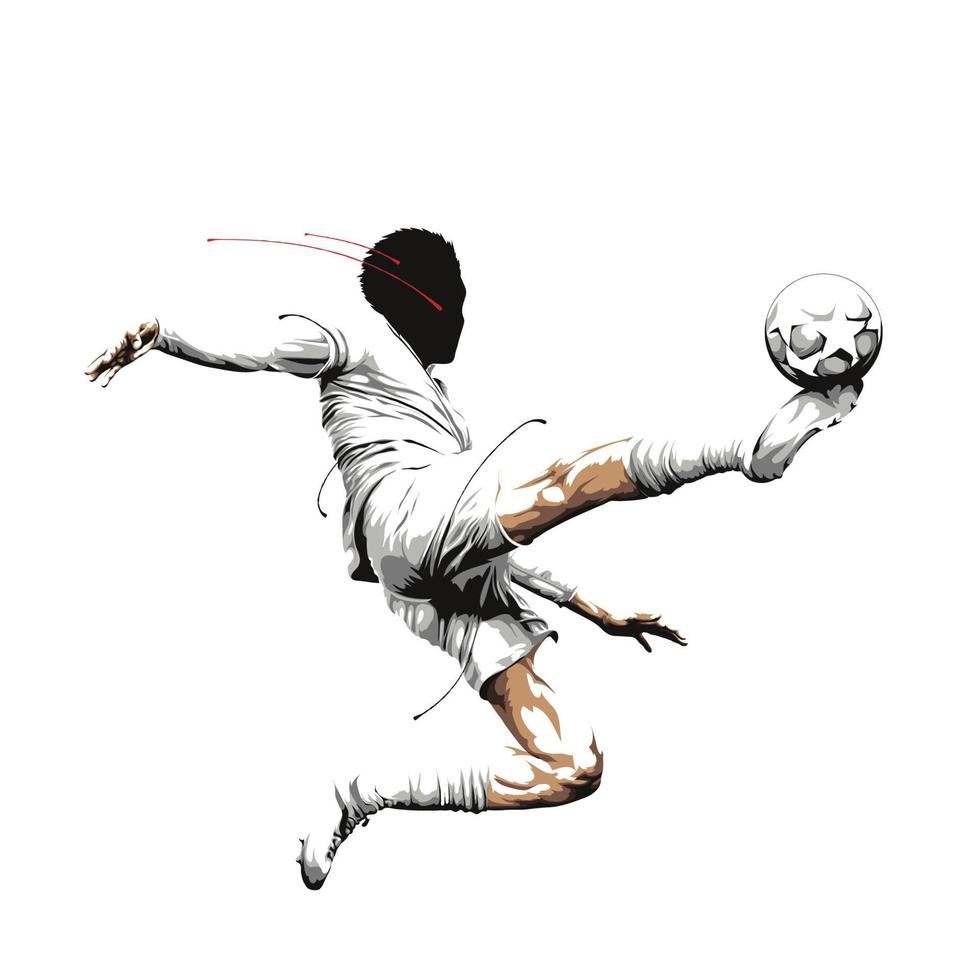 voetbal voetballer vliegende kick vector